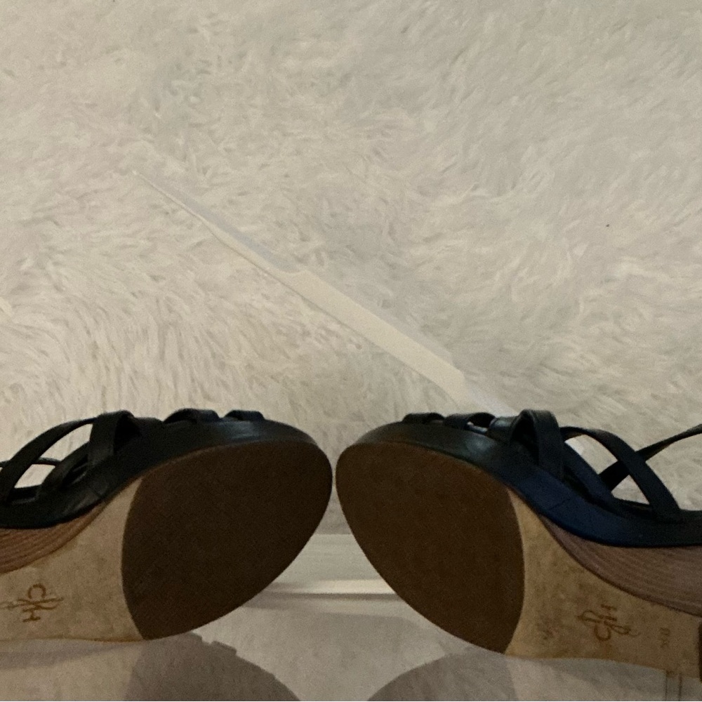 Cole Haan Black Leather Wedge Sandals | Women’s 6.5 B | EUC - Picture 4 of 5